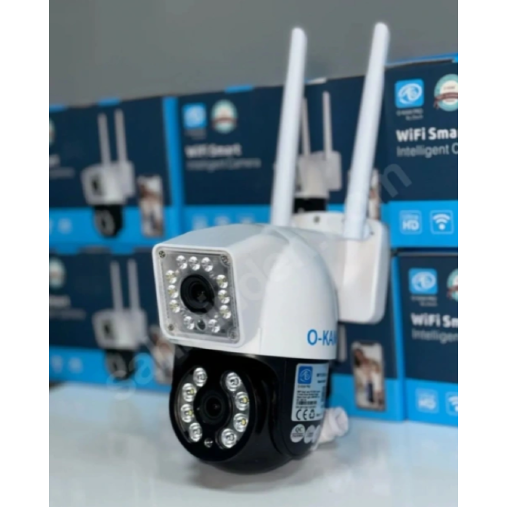 O-kam 3012 Çift Kamera PTZ Hareket Takipli Gece Görüşlü Alarmlı Bildirimli Su Geçirmez Onvif WiFi IP Dual lens Kamera