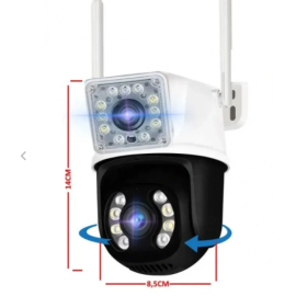 O-kam 3012 Çift Kamera PTZ Hareket Takipli Gece Görüşlü Alarmlı Bildirimli Su Geçirmez Onvif WiFi IP Dual lens Kamera