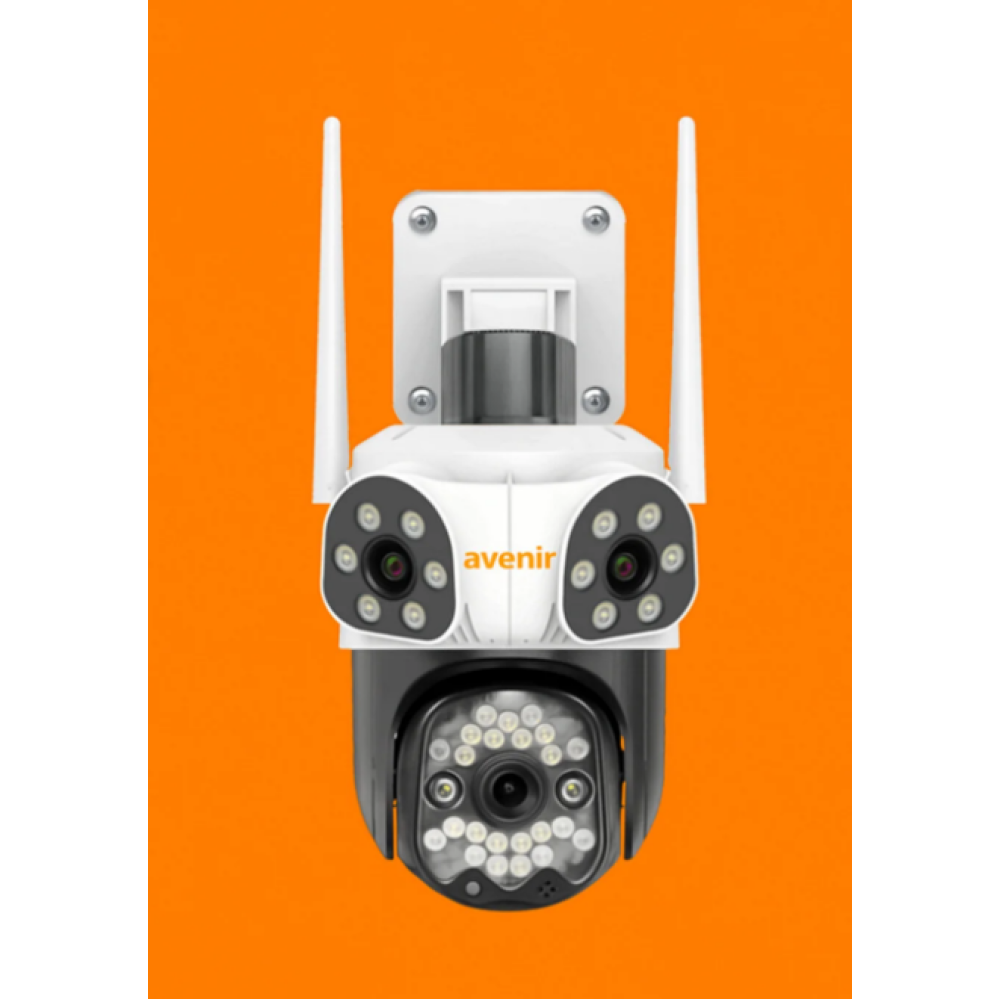 9MP 3 Kameralı PTZ Wi-Fi Sirenli Gece Görüşlü Akıllı Kamera AVENİR AV-S333