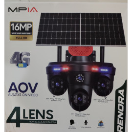 4 Kameralı Sim Kartlı 4G 16 MP 4 Lens Hatlı 3 PTZ Çift Solar Panelli Güvenlik Kamerası