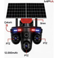 4 Kameralı Sim Kartlı 4G 16 MP 4 Lens Hatlı 3 PTZ Çift Solar Panelli Güvenlik Kamerası