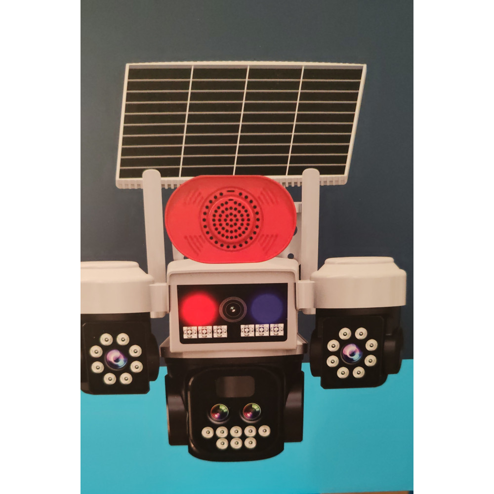 Polis Çakarlı O-kam 5051 3 Kameralı Gece Görüşlü 4g Sim kartlı Güneş Panelli Güvenlik Kamerası