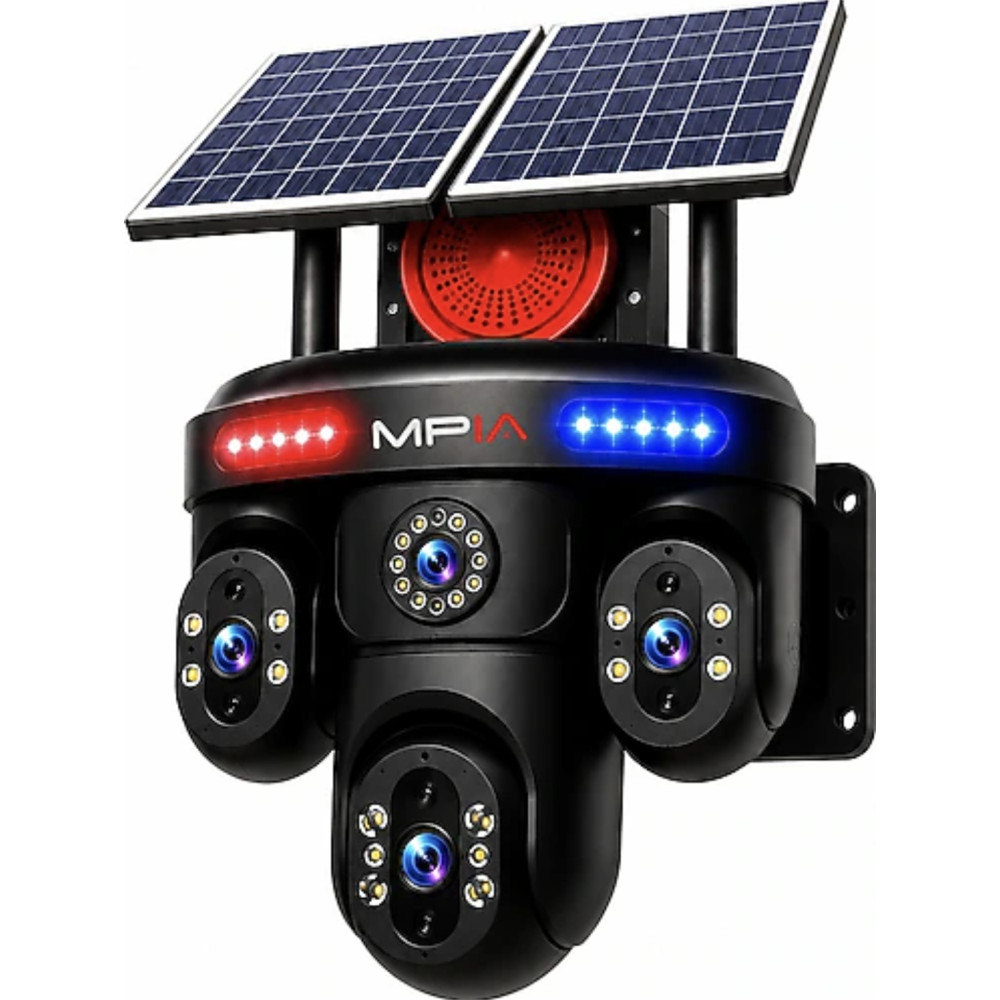 1 Yıllık Hat Dahil 4 Kameralı Sim Kartlı 4G 16 MP 4 Lens Hatlı 3 PTZ Çift Solar Panelli Güvenlik Kamerası