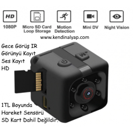 Mini Kamera Bakıcı Araç Aksiyon HD Kamera Hareket Sensörlü 