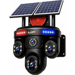 1 Yıllık Hat Dahil 4 Kameralı Sim Kartlı 4G 16 MP 4 Lens Hatlı 3 PTZ Çift Solar Panelli Güvenlik Kamerası